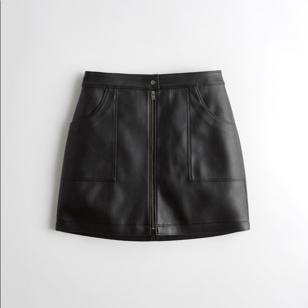 Cute Faux Leather Hollister Mini Skirt